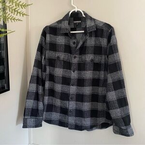 Men’s Express Black and Gray Flannel Shirt Size L